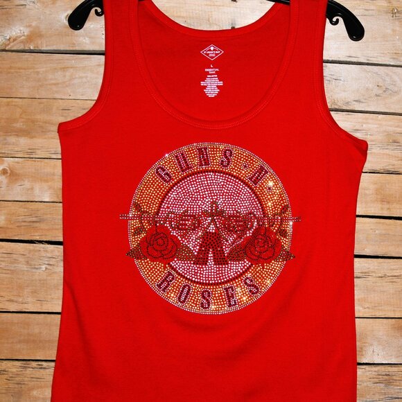 Guns N Roses   red rhinestone  bling sleeveless tank top  XS,S,M,L,XL,XXL,… - Picture 6 of 8